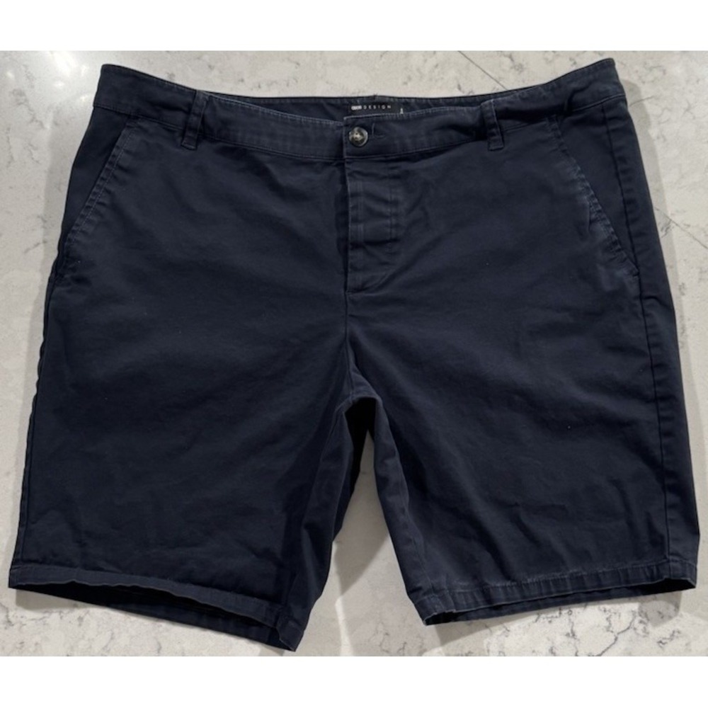 ASOS DESIGN Chino Shorts Mens 40 Navy Blue Flat Front 9" Inseam‎ Button Fly